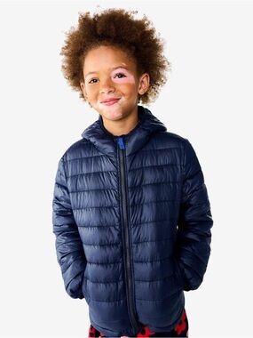 Primary Lightweight Zip Up Hooded Puffer Jacket 18-24 Months Navy Blue Outdoor